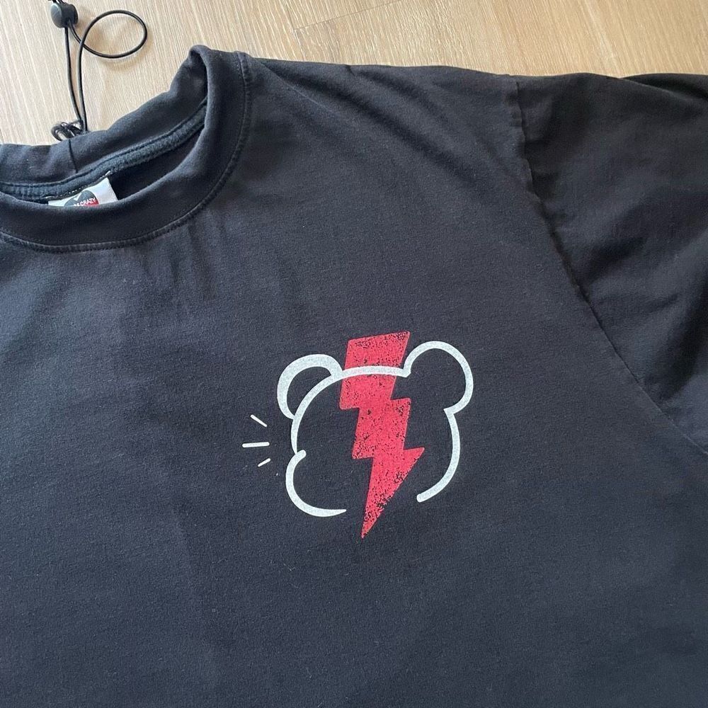 Maybe Crazy Men’s XL Black Streetwear Tee T-Shirt Drawstring Collar Lightning - Picture 3 of 7